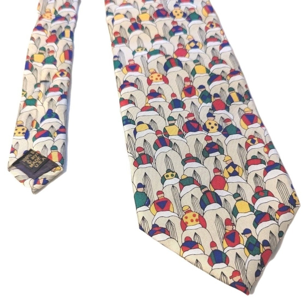 Alynn Men's To the Starting Gates 100% Silk Tie Horse Racing Jockey Made in USA - Picture 4 of 7